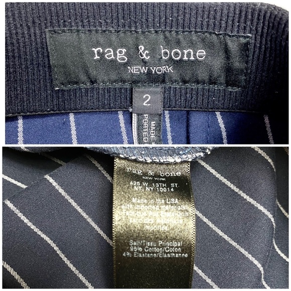 Rag & Bone Simone Pinstripe Stretch Cropped Pants in Navy Blue - Picture 8 of 9